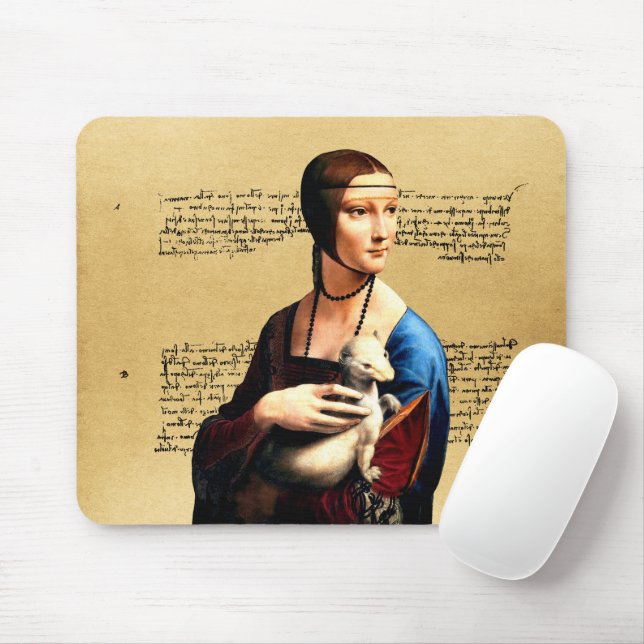Leonardo da Vinci Lady with Ermine Mouse Mat (With Mouse)
