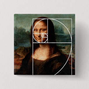 Leonardo da Vinci Mona Lisa Fibonacci Sequence 15 Cm Square Badge