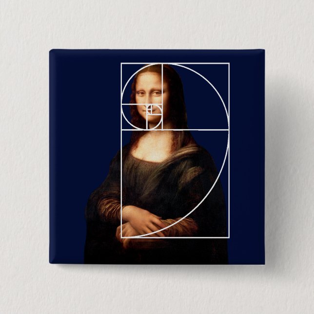 Leonardo da Vinci Mona Lisa Fibonacci Sequence 15 Cm Square Badge (Front)