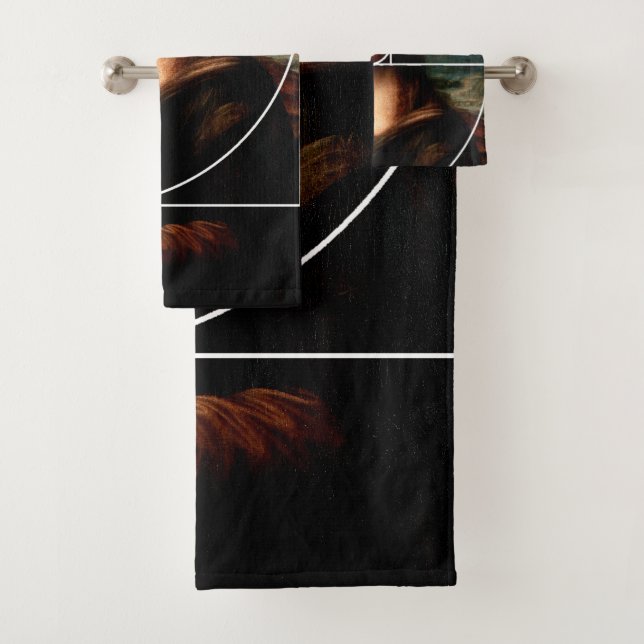 Leonardo da Vinci Mona Lisa Fibonacci Sequence Bath Towel Set (Insitu)