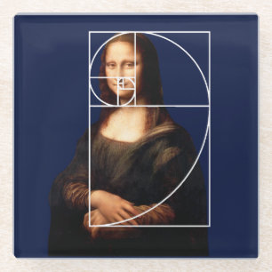 Leonardo da Vinci Mona Lisa Fibonacci Sequence Glass Coaster