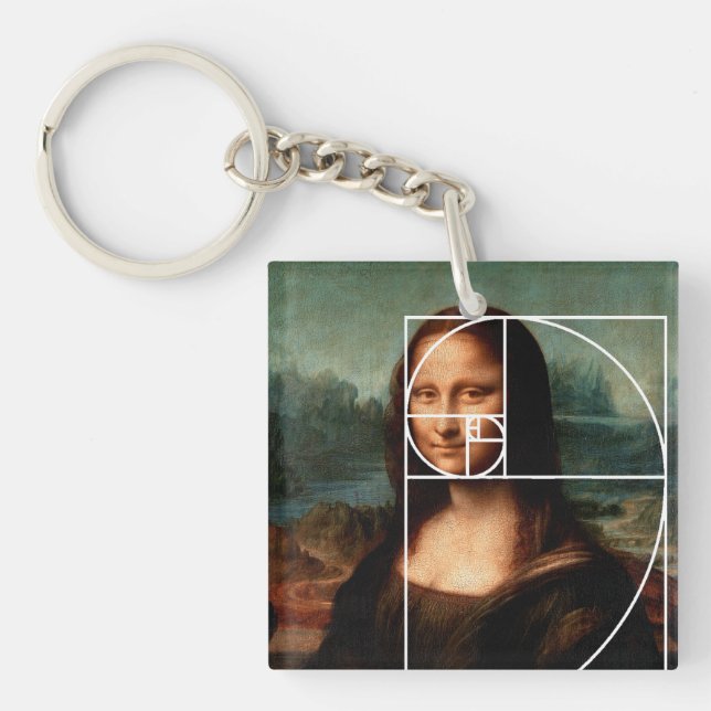 Leonardo da Vinci Mona Lisa Fibonacci Sequence Key Ring (Front)