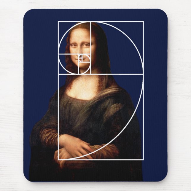 Leonardo da Vinci Mona Lisa Fibonacci Sequence Mouse Mat (Front)