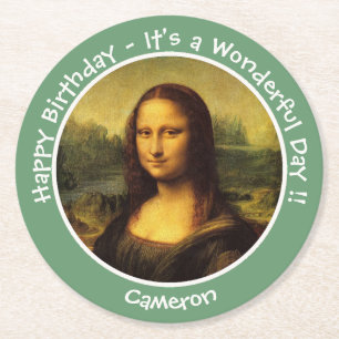 Leonardo da Vinci Mona Lisa Party Collection Round Paper Coaster