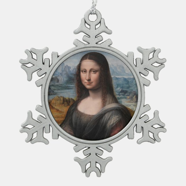 Leonardo da Vinci | Mona Lisa Snowflake Pewter Christmas Ornament (Front)