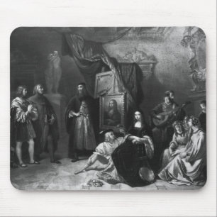 Leonardo da Vinci painting the Gioconda Mouse Mat