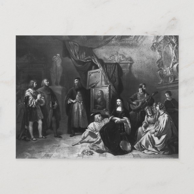 Leonardo da Vinci  painting the Gioconda Postcard (Front)