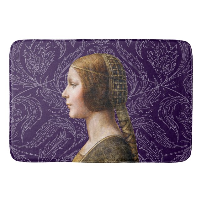 Leonardo da Vinci Portrait La Bella Principessa Bath Mat (Front)