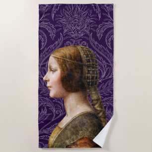Leonardo da Vinci Portrait La Bella Principessa Beach Towel