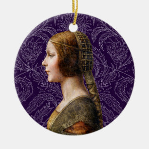 Leonardo da Vinci Portrait La Bella Principessa Ceramic Tree Decoration