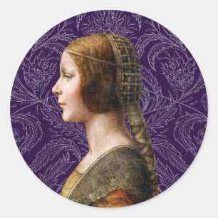 Leonardo da Vinci Portrait La Bella Principessa Classic Round Sticker
