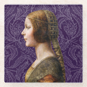 Leonardo da Vinci Portrait La Bella Principessa Glass Coaster