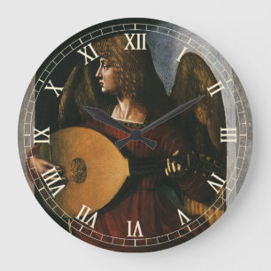 Leonardo da Vinci"s An Angel in Red with a Lute Large Clock