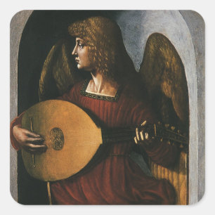 Leonardo da Vinci"s An Angel in Red with a Lute Square Sticker