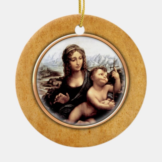 Leonardo-da-Vinci’s Madonna Ornament. Ceramic Tree Decoration (Front)