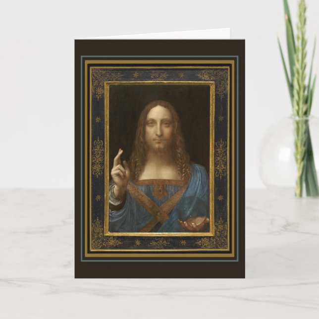 Leonardo da Vinci Salvator Mundi Greeting Card (Front)