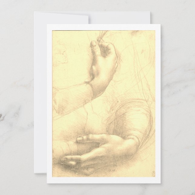 Leonardo da Vinci, Study of a Woman's Hands Holiday Card (Front)