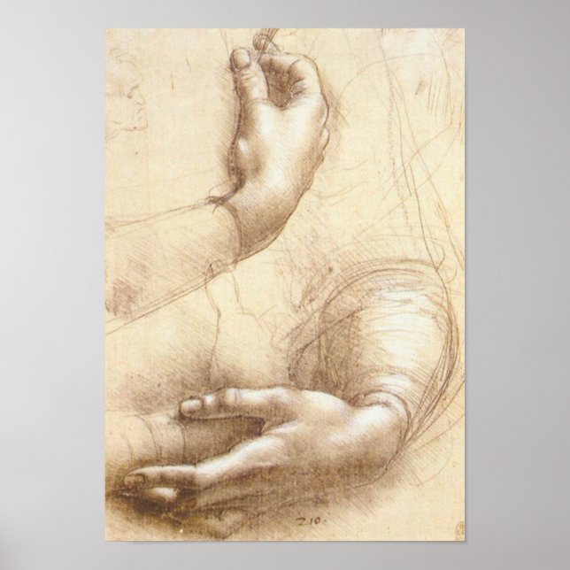 Leonardo da Vinci Study of Arms and Hands Poster (Front)