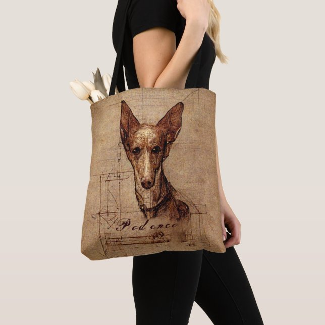 Leonardo Da Vinci Style Podenco Dog Tote (Close Up)
