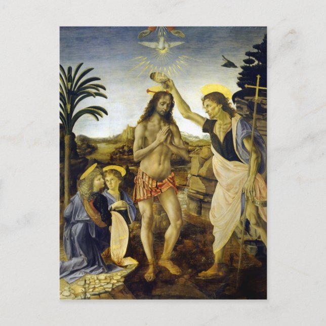 Leonardo da Vinci The Baptism of Christ Postcard (Front)