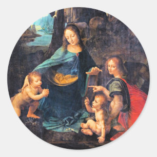 Leonardo da Vinci - The Virgin of the Rocks,  Classic Round Sticker