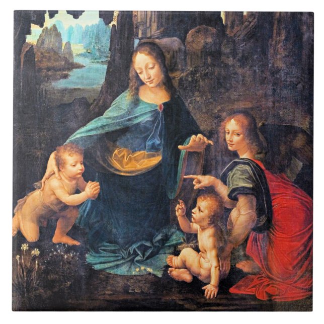Leonardo da Vinci - The Virgin of the Rocks Tile (Front)
