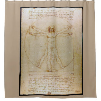 Leonardo Da Vinci, The Vitruvian Man,Renaissance Shower Curtain