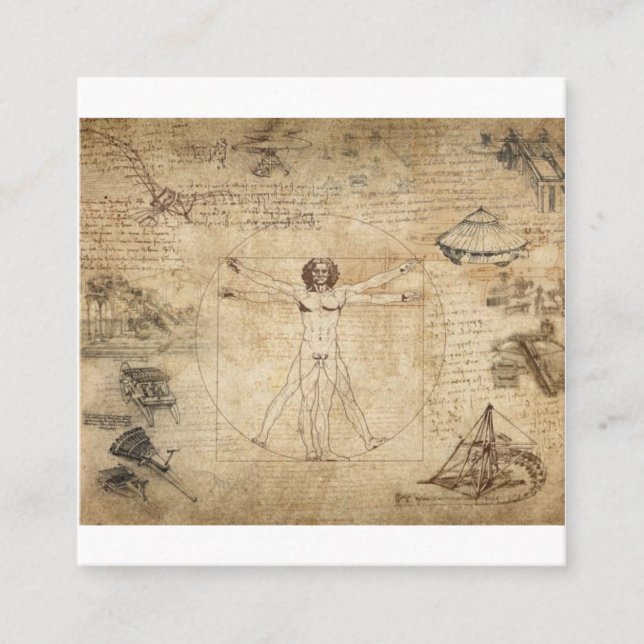 Leonardo Da Vinci The Vitruvian Man Square Business Card (Front)