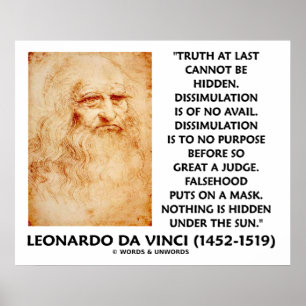 Leonardo da Vinci Truth Cannot Be Hidden Quote Poster