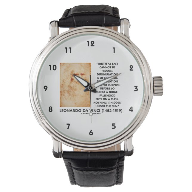 Leonardo da Vinci Truth Cannot Be Hidden Quote Watch (Front)