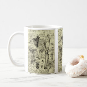 Leonardo da Vinci Vintage Human Anatomy Larynx Leg Coffee Mug