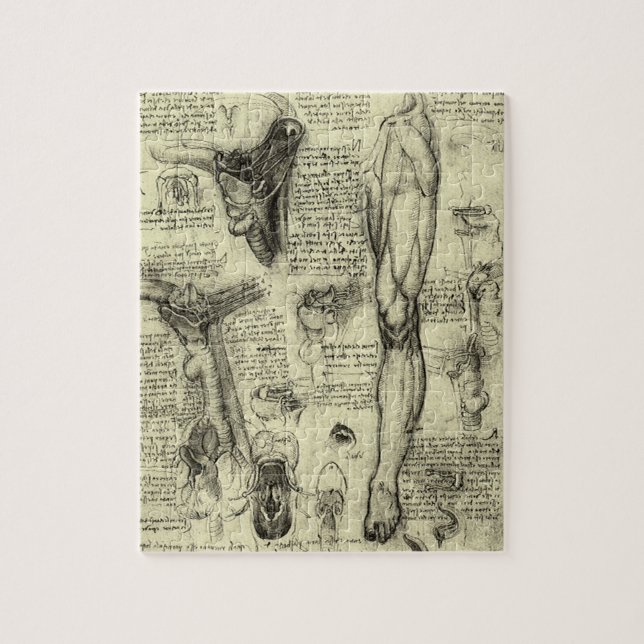 Leonardo da Vinci Vintage Human Anatomy Larynx Leg Jigsaw Puzzle (Vertical)