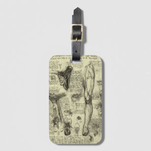 Leonardo da Vinci Vintage Human Anatomy Larynx Leg Luggage Tag