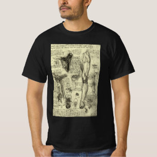 Leonardo da Vinci Vintage Human Anatomy Larynx Leg T-Shirt