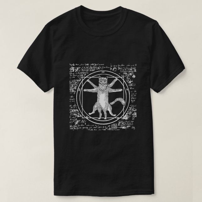 Leonardo Da Vinci Vitruvian cat lover T-Shirt (Design Front)