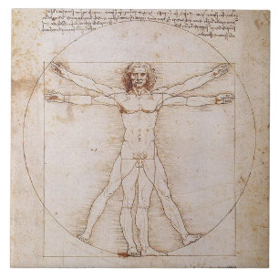 LEONARDO DA VINCI ... VITRUVIAN MAN ... C. 1490   TILE