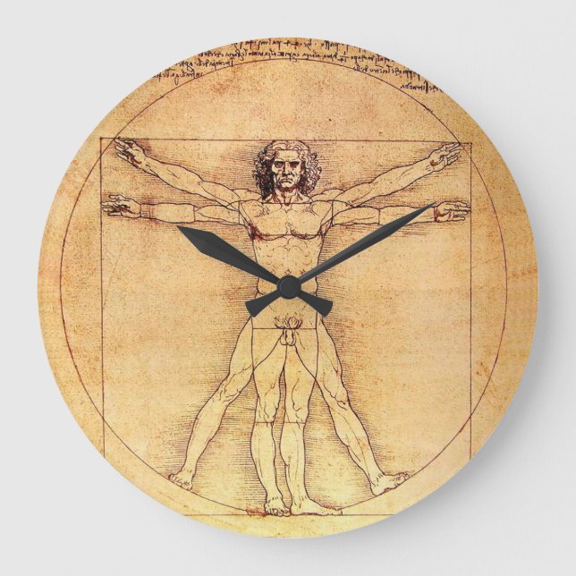 Leonardo Da Vinci Vitruvian Man Large Clock (Front)