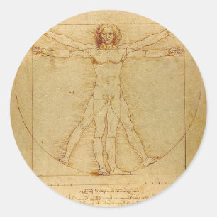 Leonardo Da Vinci - Vitruvian Man Painting Classic Round Sticker