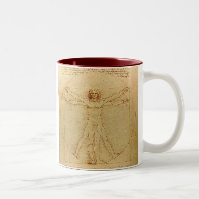 Leonardo da Vinci , Vitruvian Man Two-Tone Coffee Mug (Right)