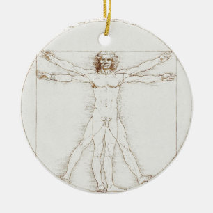 Leonardo da Vinci Vitruvian Man Vintage Art Ceramic Tree Decoration