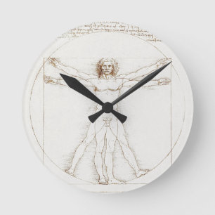 Leonardo da Vinci Vitruvian Man Vintage Art Round Clock