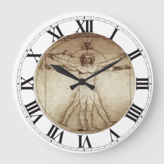 Leonardo da Vinci Vitruvian Man Wall Clock (Front)