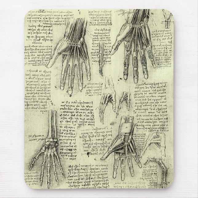 Leonardo da Vinci's Anatomy of the Human Hand Mouse Mat (Front)
