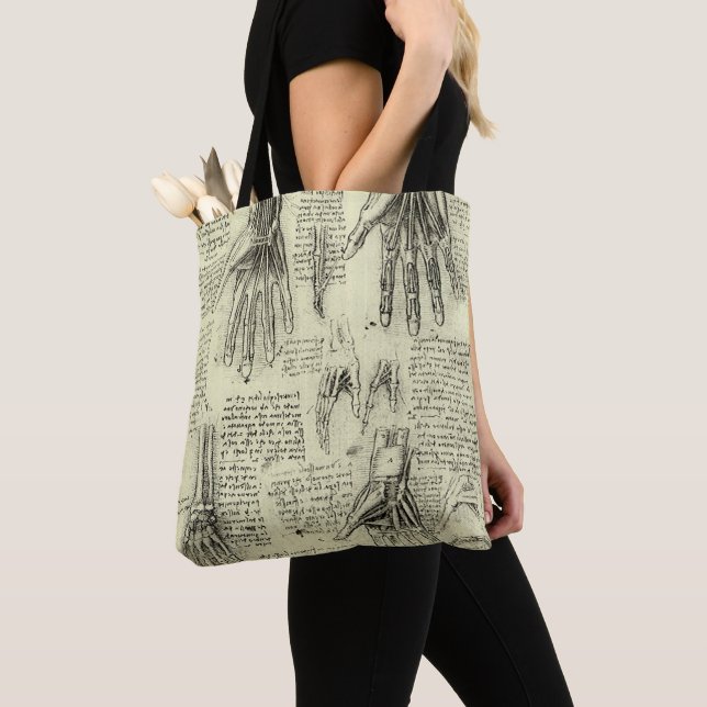 Leonardo da Vinci's Anatomy of the Human Hand Tote Bag (Close Up)