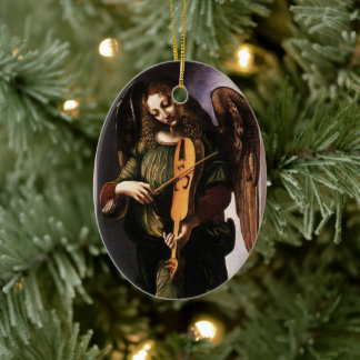 Leonardo da Vinci's Angel in Green with a Vielle Ceramic Tree Decoration