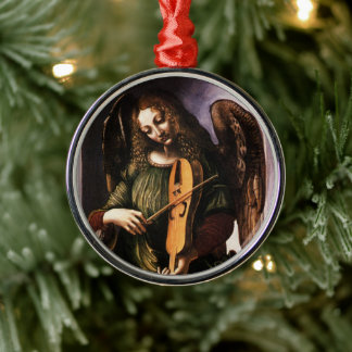 Leonardo da Vinci's Angel in Green with a Vielle Metal Tree Decoration