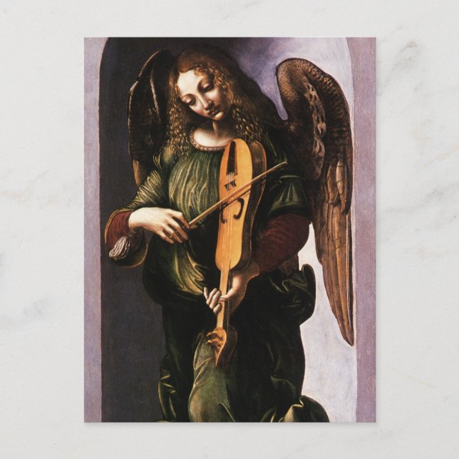 Leonardo da Vinci's Angel in Green with a Vielle Postcard (Front)