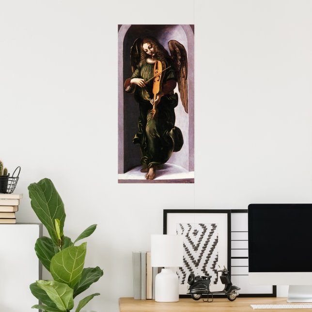 Leonardo da Vinci's Angel in Green with a Vielle Poster (Home Office)