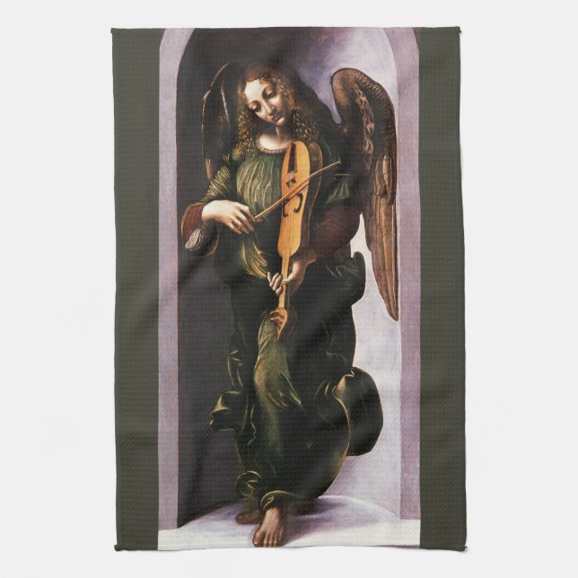Leonardo da Vinci's Angel in Green with a Vielle Tea Towel (Vertical)