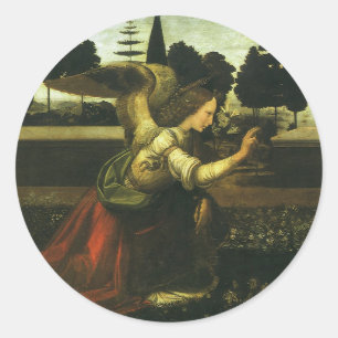 Leonardo da Vinci's Annunciation of the Lord Classic Round Sticker